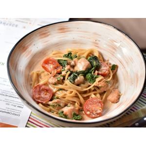 Паста с форелью и шпинатом